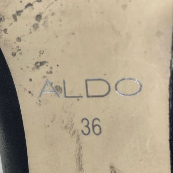 Aldo Women's Platform Pump Heels Almond Toe Black Leather Size EU 36 - Picture 10 of 11